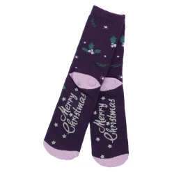 Anti-Rutschsocken Xmas, Fuchs Lila , Größe 36 - 41