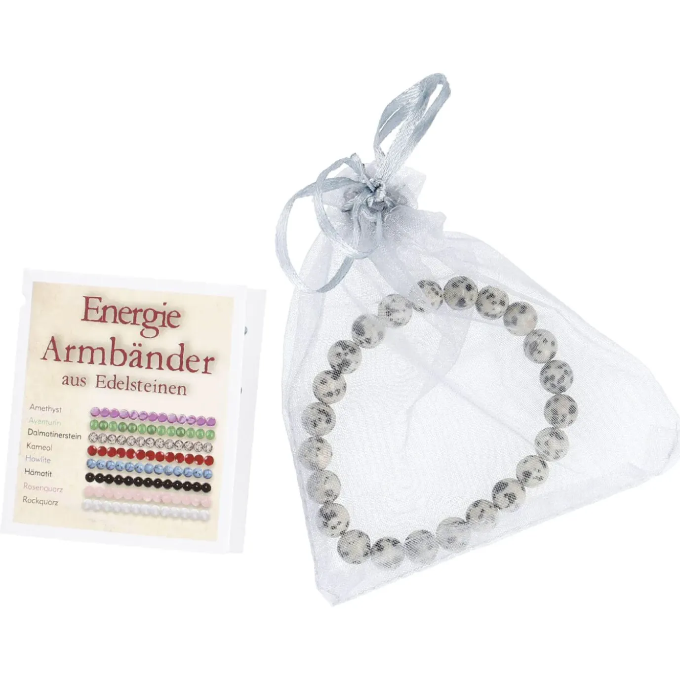 Armband Edelstein-Energie, Dalmatinerstein/grau/schwarz