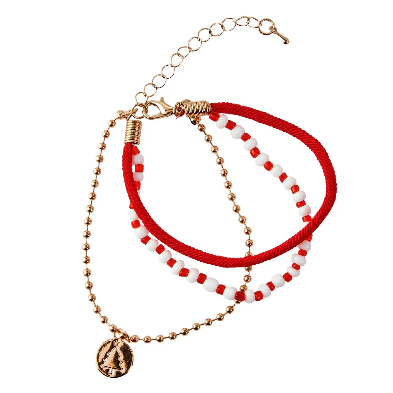 Armband Weihnachten, Baum, Rot/gold