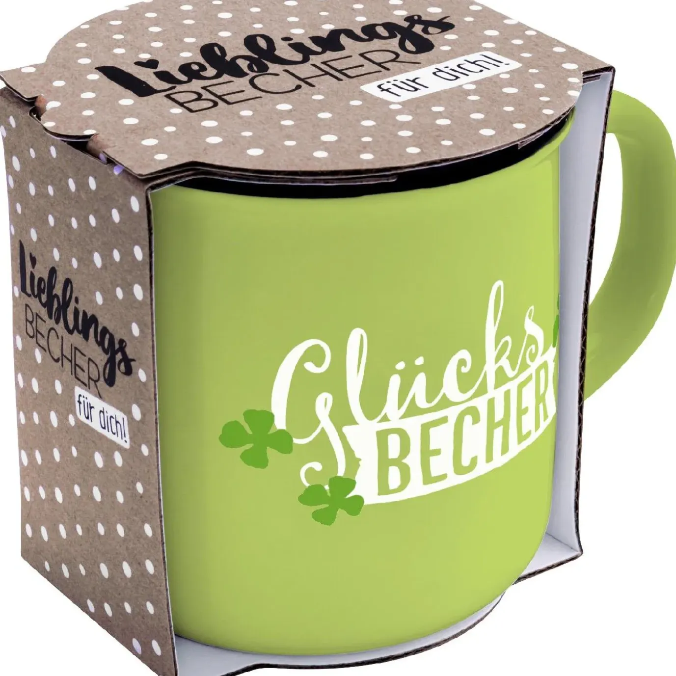 Becher Emaille-Optik, Glücksbecher, 350 Ml