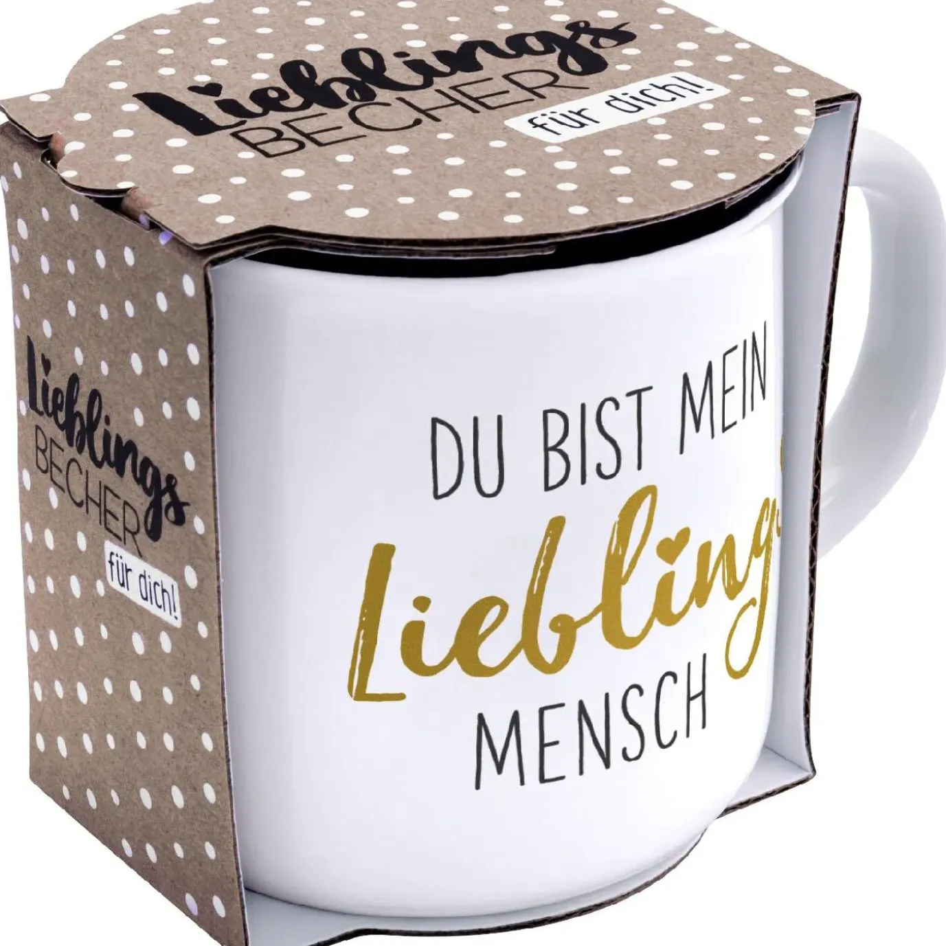Becher Emaille-Optik, Lieblingsmensch, 350 Ml