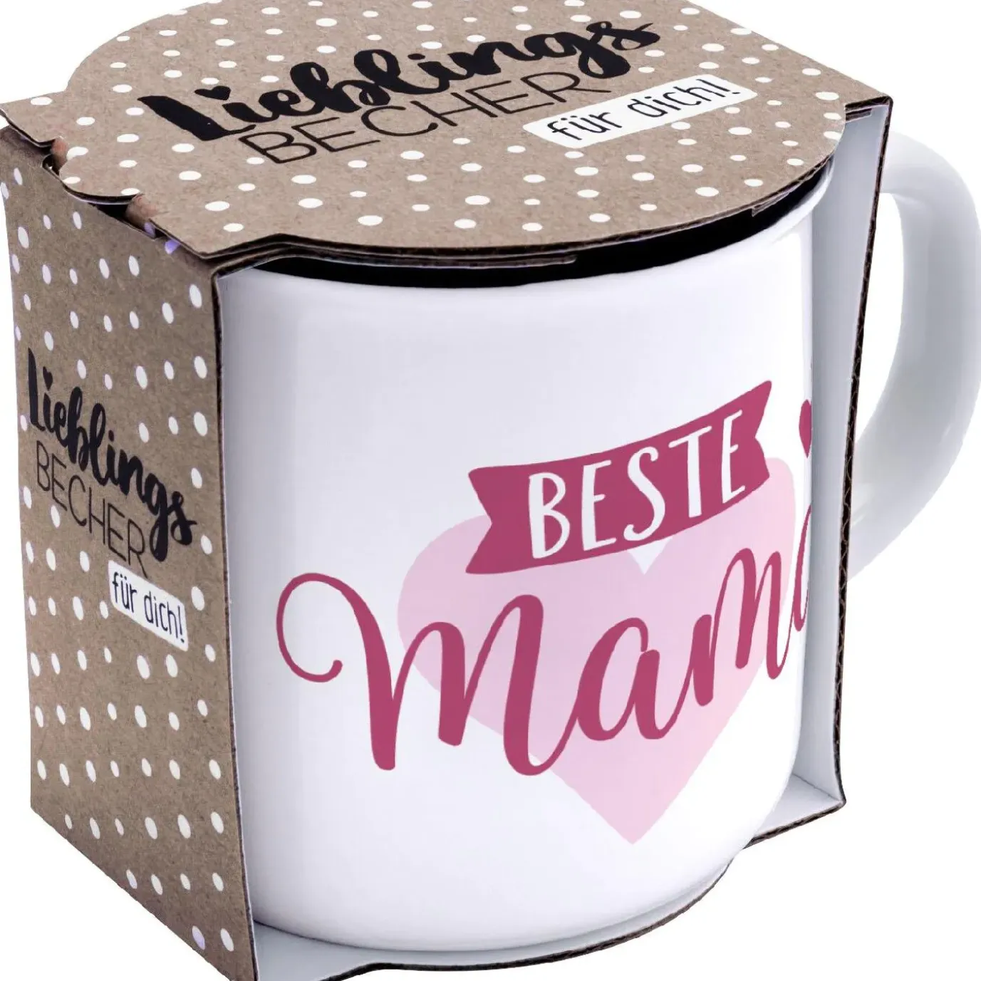 Becher Emaille-Optik, Mama, 350 Ml