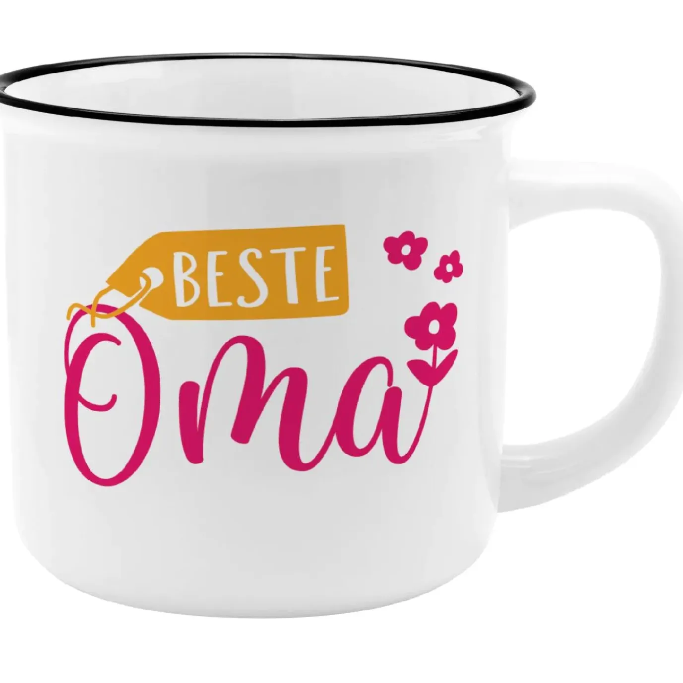Becher Emaille-Optik, Oma, 350 Ml