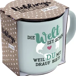 Becher Emaille-Optik, Welt, 350 Ml