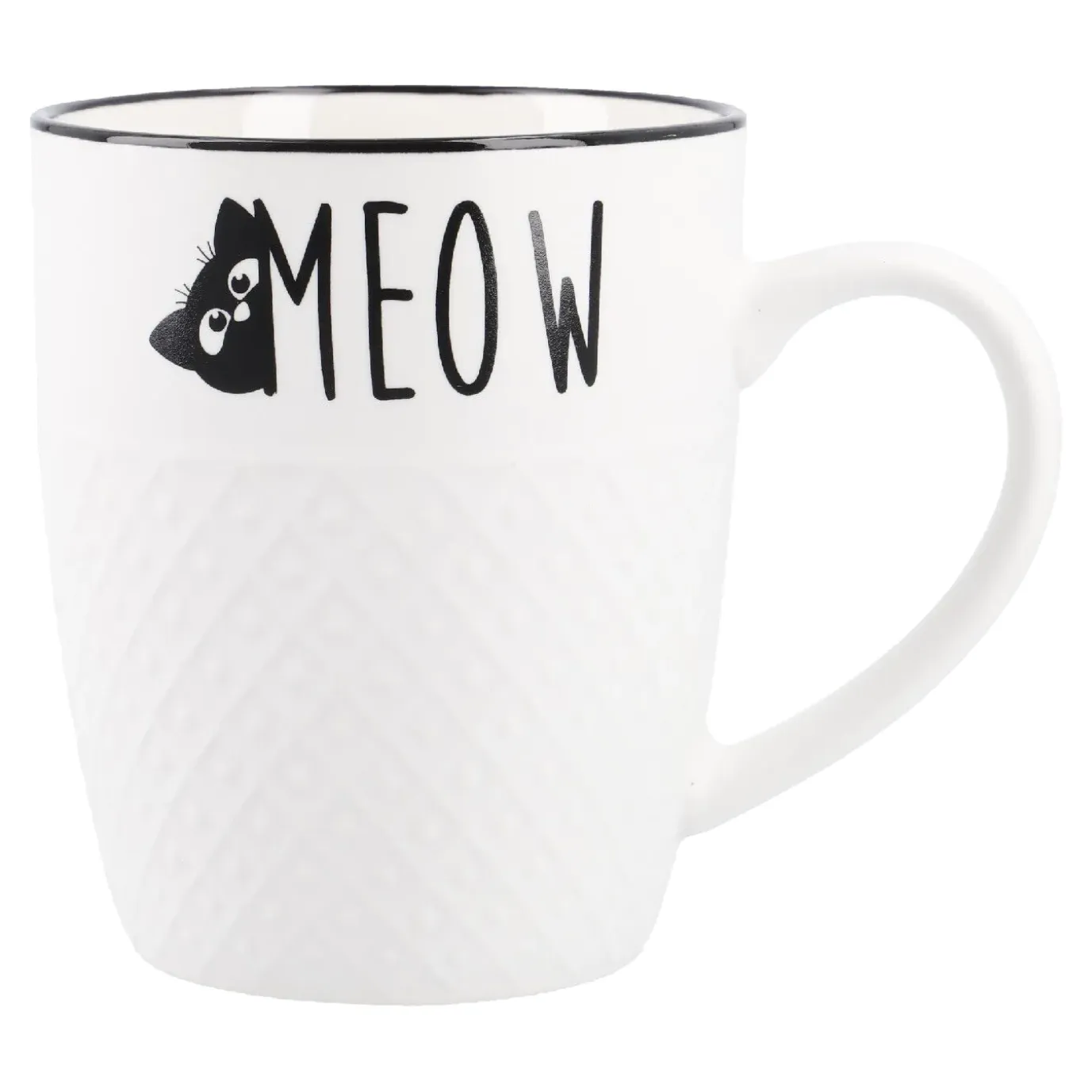 Becher Katzenrelief, Katzen/Schrift, 380 Ml