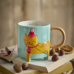 Becher Xmas/Tierfuß, Katze, 480 Ml