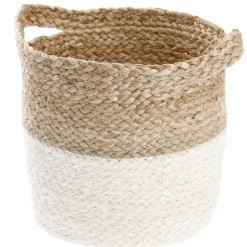 Dekokorb Mit Griff, Natur/weiß, 19 X 21 Cm
