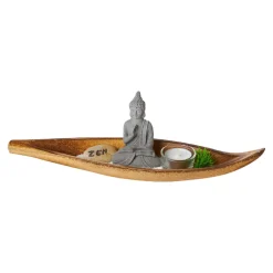 Dekotablett Buddha/Blatt, 37.5 Cm