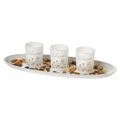Deko-Tablett Zuhause Mit 3 Windlichtern, Gold