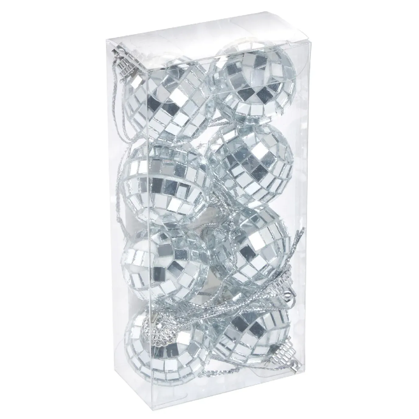 8er Set Discokugel, Silber, 3 Cm