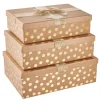 3er Set Geschenkkarton Dots/Schleife, Gold/lurex