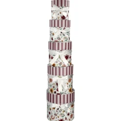 5er Set Geschenkkarton Floral/rund, Lila
