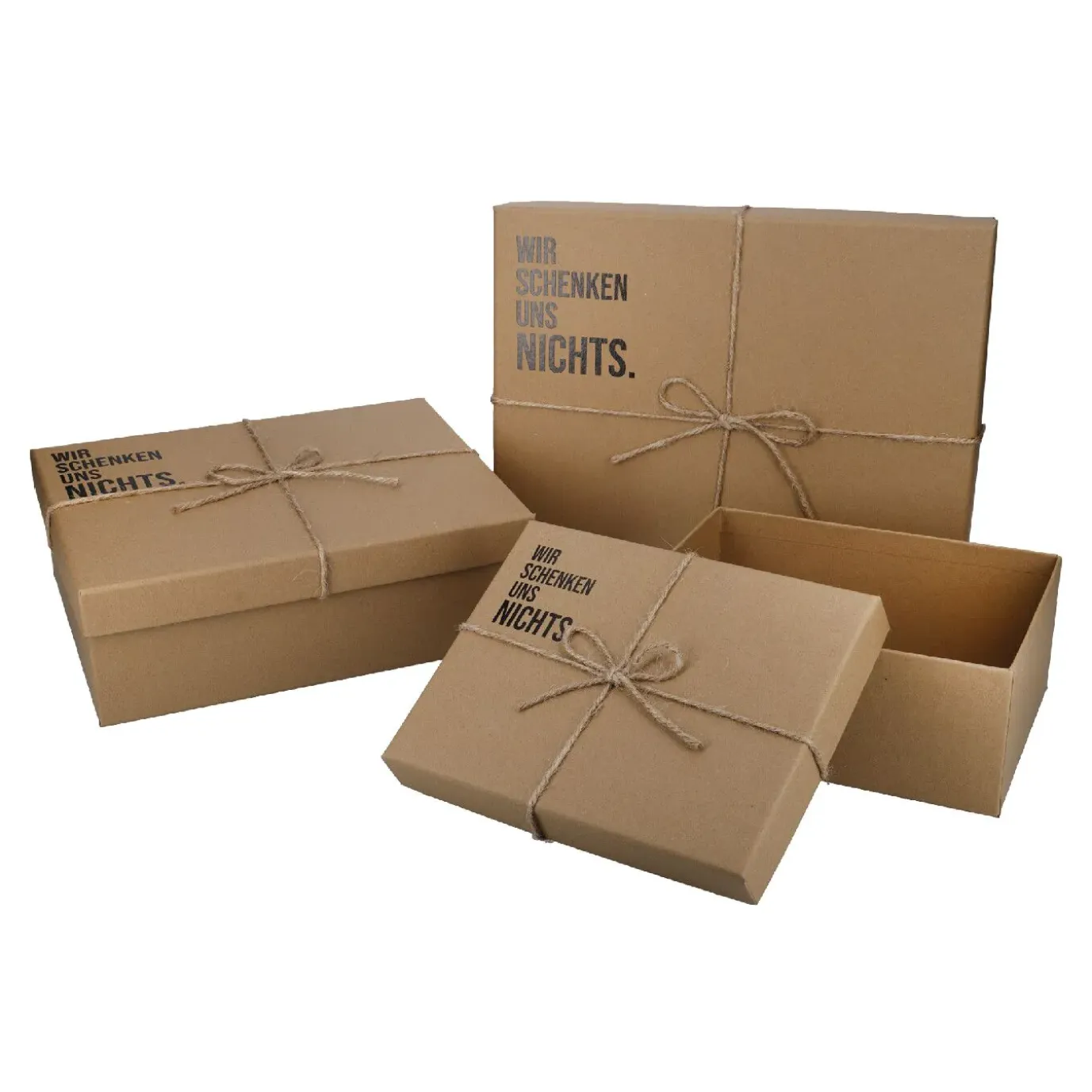 3er Set Geschenkkarton Kraft, Wir Schenken Uns Nichts