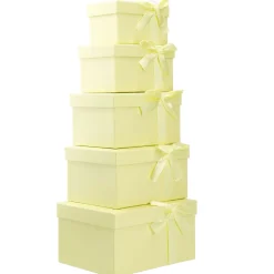 5er Set Geschenkkarton Schleife, Gelb
