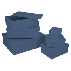 6er Set Geschenkkarton Uni, Dunkelblau