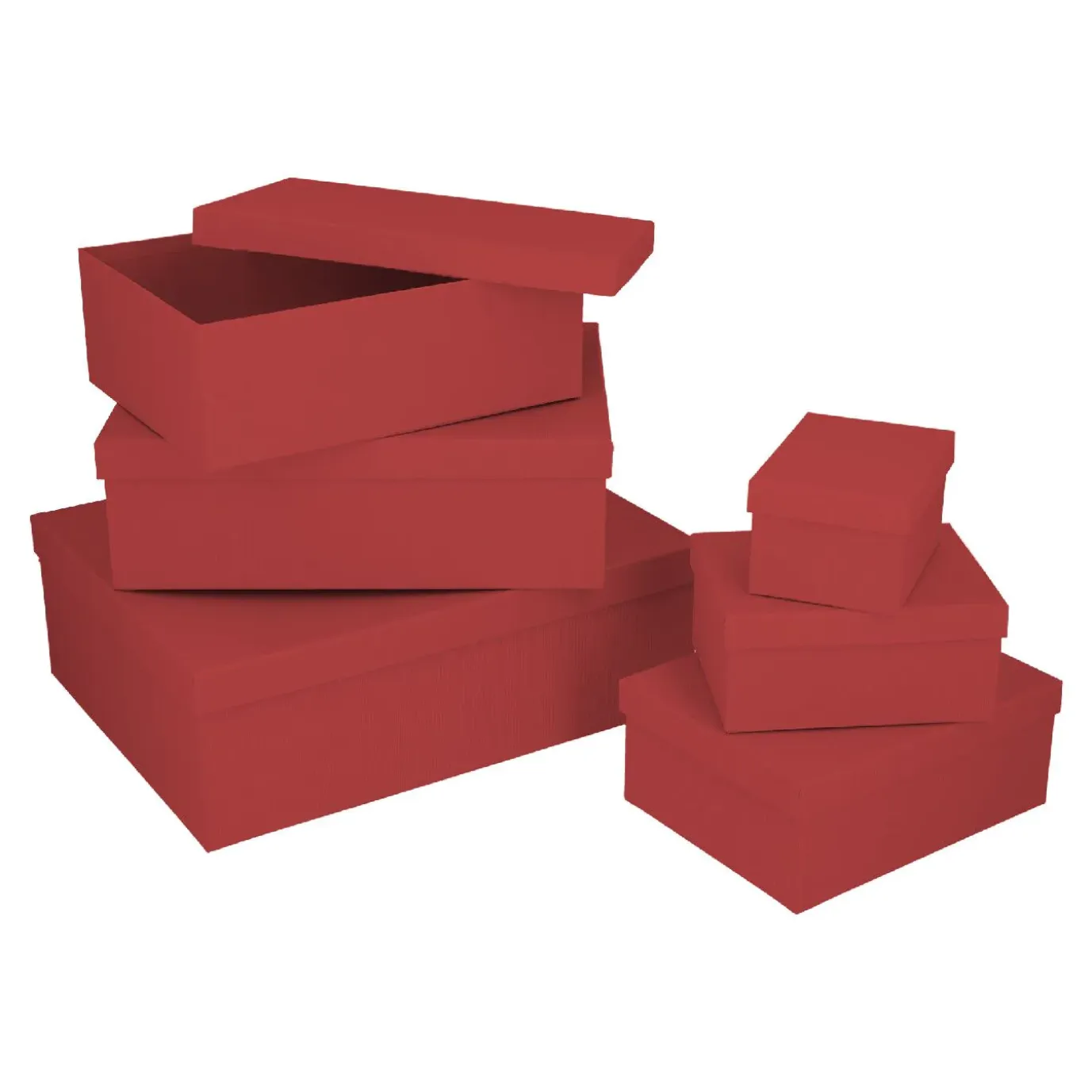 6er Set Geschenkkarton Uni, Rot