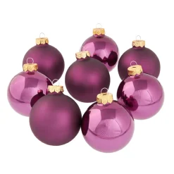 8er Set Glaskugeln 8 Cm, Lila