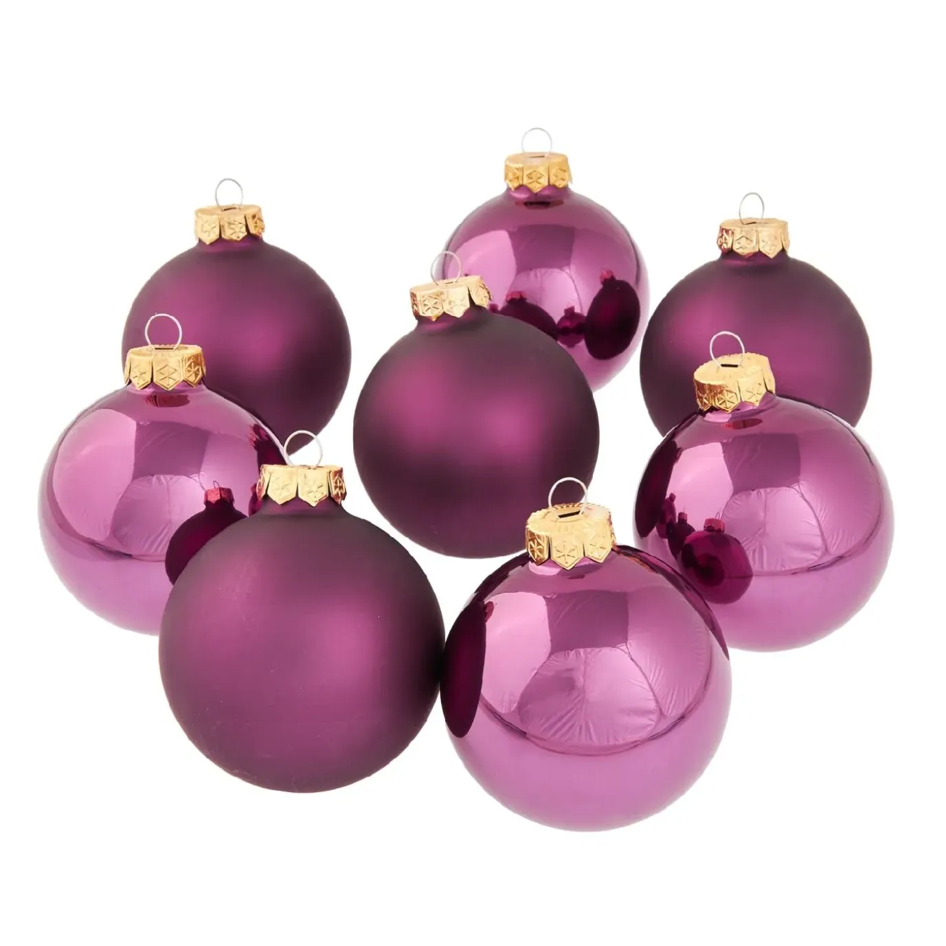 8er Set Glaskugeln 8 Cm, Lila