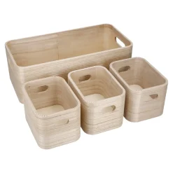 4er Set Kiste, Geriffelt/natur