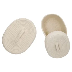 2er Set Korb Mit Deckel, Oval/weiß