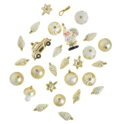 27er Set Kugelset Kunststoff, Champagner
