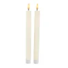 2er Set LED-Stabkerze Rustik, Hellcreme, 24 Cm