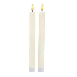 2er Set LED-Stabkerze Rustik, Hellcreme, 24 Cm