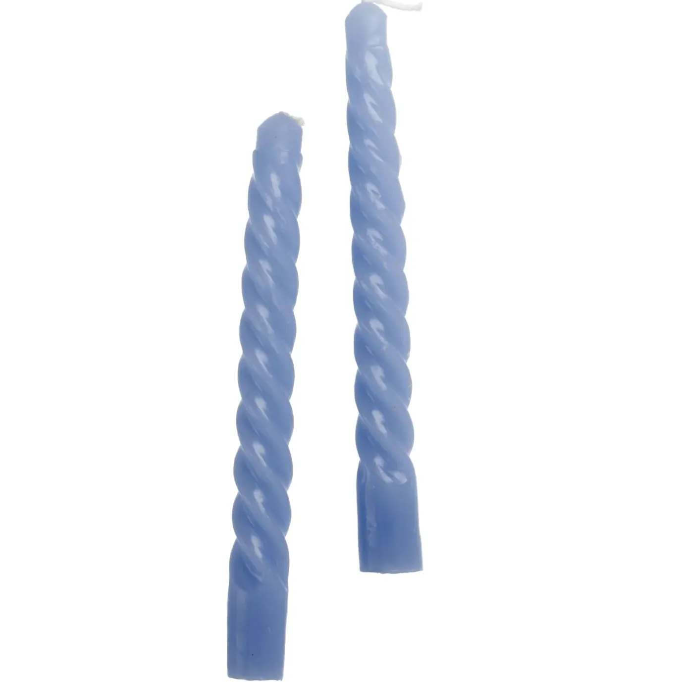 2er Set Stabkerze, Gedreht, Grau/blau, 18 Cm