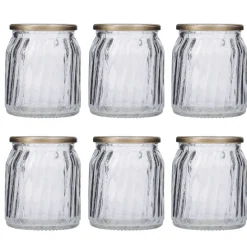 6er Set Windlicht Votiv, Goldrand/klar, 7 Cm