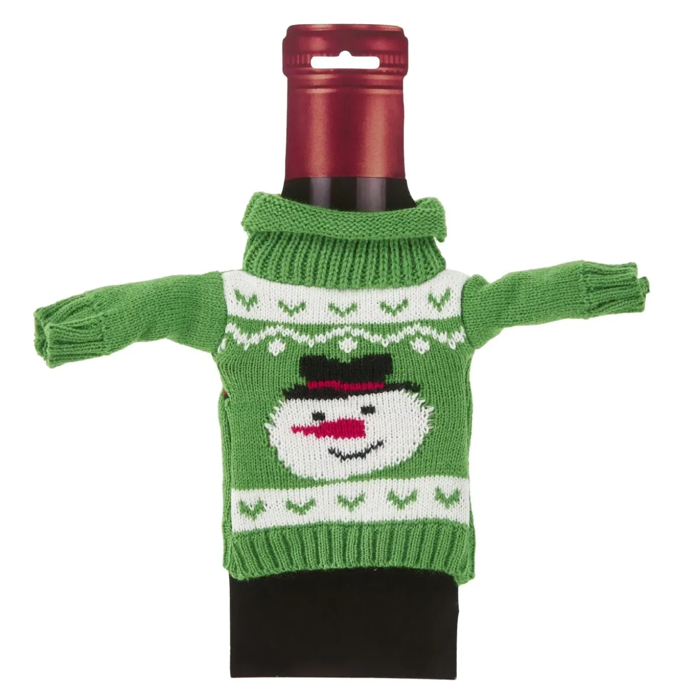 Flaschenbezug Strick, Schneemann