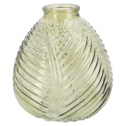 Flaschenvase Blatt, Hellgrün/bauchig, 13 Cm
