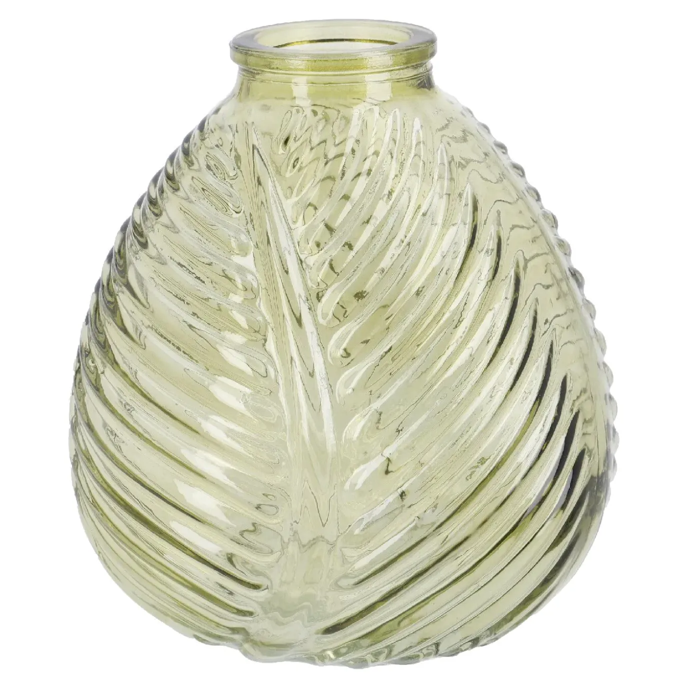 Flaschenvase Blatt, Hellgrün/bauchig, 13 Cm