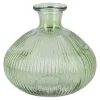 Flaschenvase Kugel, Rillen/grün, 14 X 13 Cm