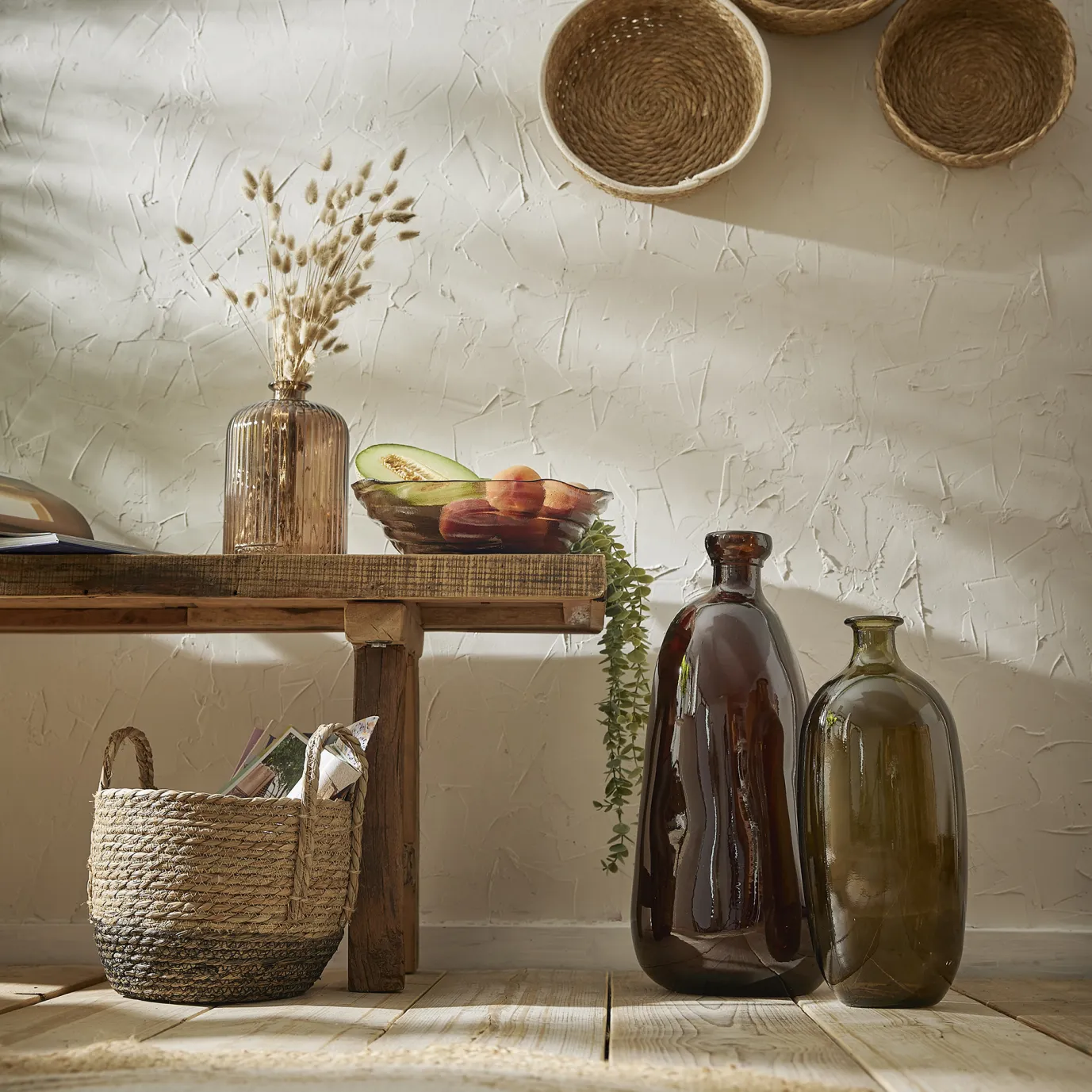 Flaschenvase Miguel, Braun, 51 Cm