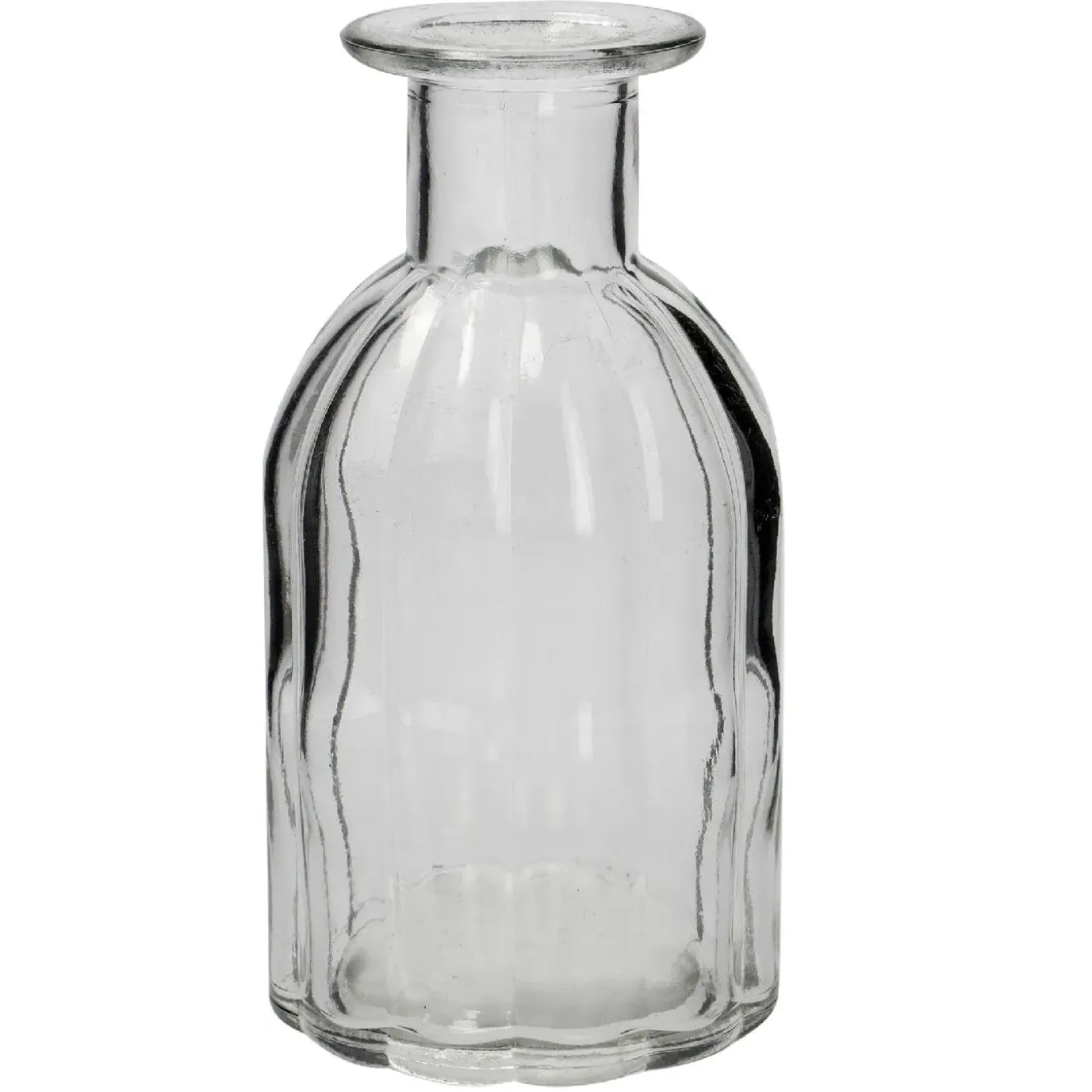Flaschen-Vase Rillen, Breit, 7.5 X 14 Cm