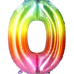 Folienballon Zahl 0, Bunt, 80 Cm