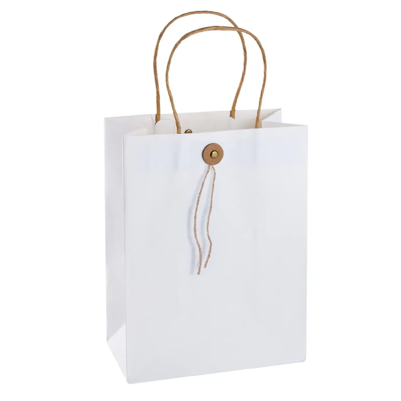 Geschenktüte Mit Knopf, Weiß, 17.5 X 23 Cm