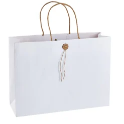 Geschenktüte Mit Knopf, Weiß, 32.5 X 24 Cm
