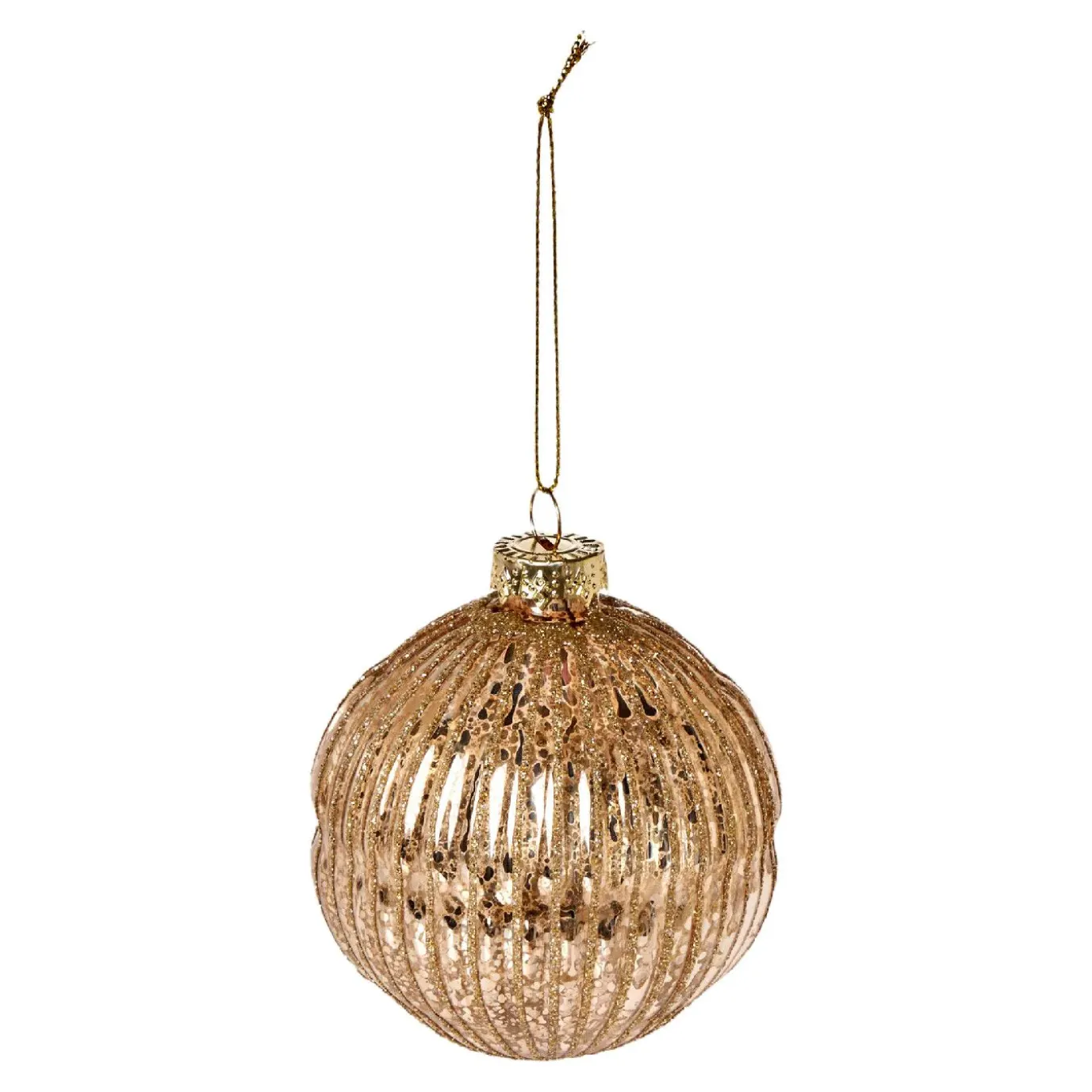 Glaskugel Dekor, Rillen/gold, 8 Cm