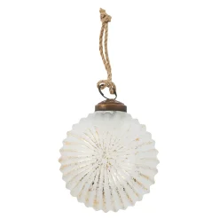 Glaskugel Querrillen, Creme/gold, 7 Cm