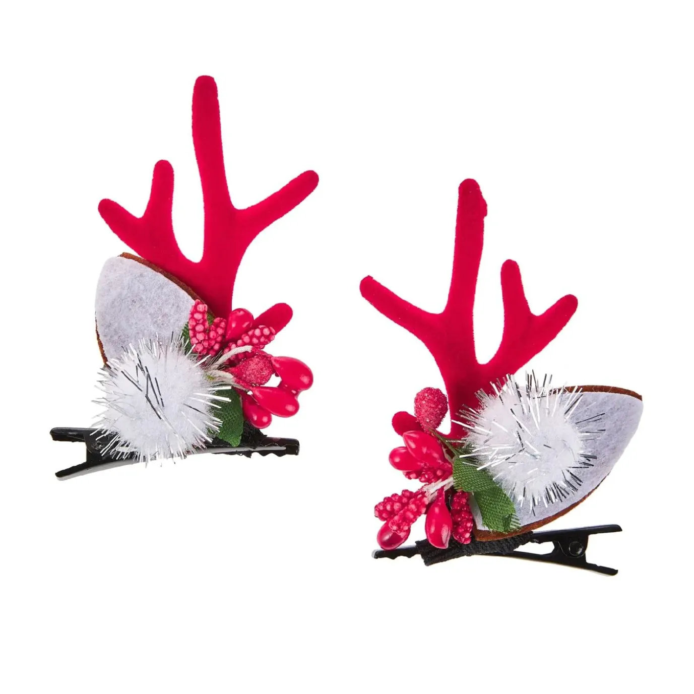 Haarclip Geweih Mit Pompom, Rot/weiß