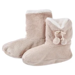 Hausschuhe Bootie, Uni/beige, Größe 40-42