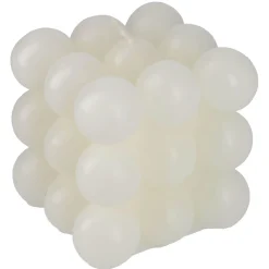 Kerze Bubbles, Eckig, Wollweiß, 8 X 8 X 8 Cm