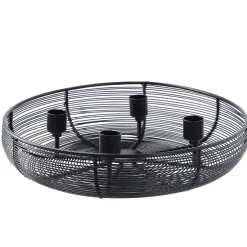 Kerzenhalter Korb, Rund/schwarz-matt, 28 Cm