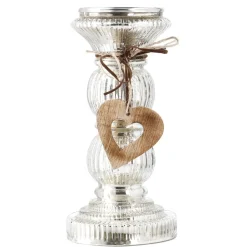 Kerzenständer Herz, Silber, 23 Cm