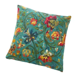 Kissen Blumen, Türkis, 45 Cm