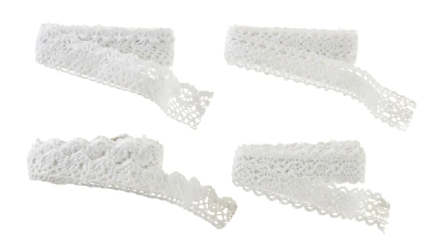 Klebeband Spitze, Weiß, 4x 1 Meter