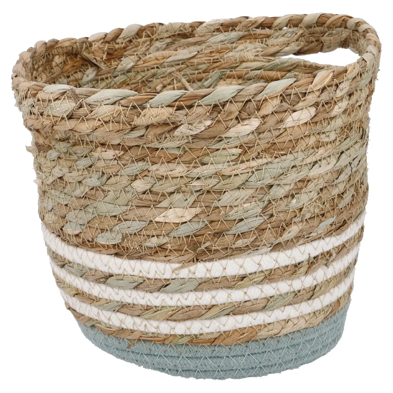 Korb Streifen Mit Henkel, Grün/weiß, 23 X 20 Cm