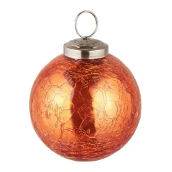 Kugel Craquele, Glatt/orange, 7.5 Cm