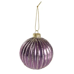 Kugel Dekor, Rillen/lila, 8 Cm